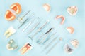 Dentist tools and prosthodontic.