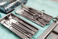 Dentist tools. Dentist workplace equipment set. Health and medicine.