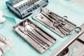 Dentist tools. Dentist workplace equipment set. Health and medicine.