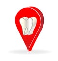 Dentist tooth business location vector icon