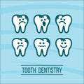 Dentist tooth. Sick and healthy teeth. Vector logo of the dental