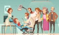 Dentist Treating Baby Cartoon Illustration