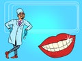 Dentist and white smile teeth mouth. Hygiene and health