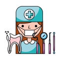 dentist woman broken tooth tools hygiene dental