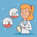 Dentist woman and teeth diagnosis with mouth mirror Royalty Free Stock Photo