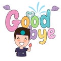 Dentist with word GOOD BYE, Cartoon character Dentist Design, Medical worker, Medical concept. Vector illustration