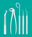 Dentist work tools. Tooth healthcare equipment set