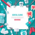 Dentistry Banner With Flat Icons