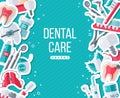 Dentistry Banner With Flat Sticker Icons