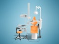 Modern semi automatic dental chair orange white with light equip