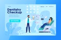 Dentistry checkup online appointment, dental clinic patient, vector illustration