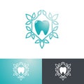 Dentistry - dental clinic logo and icons Vector, with floral frame