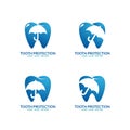 Dentistry- dental clinic logo and icons Vector, with umbrella