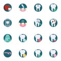 Dentistry, dental care flat icons set Royalty Free Stock Photo