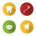 Dentistry flat design long shadow glyph icons set Royalty Free Stock Photo