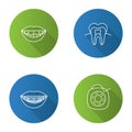 Dentistry flat linear long shadow icons set