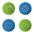 Dentistry flat linear long shadow icons set