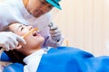 Dentistry and healthcare concept at dental clinic. Dentist check-up teeth