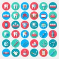 Dentistry icons in a flat design style. Vector Illustration Symbols elements on the topic of stomatology and