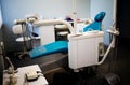 Medical equipment and dentistry concept - interior of a new modern office of a dental clinic with a chair Royalty Free Stock Photo