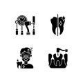 Dentistry method and practice black glyph icons set on white space Royalty Free Stock Photo