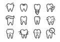 Dentistry outline icons set Royalty Free Stock Photo
