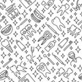 Dentistry seamless pattern with flat line icons. Background for dental clinics disign. Royalty Free Stock Photo