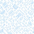 Dentistry seamless pattern with flat line icons blue color. Background for dental clinics design Royalty Free Stock Photo