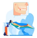 Dentistry treatment, dental care by medical brace vector illustration. Tooth hygiene, cartoon mouth with braces isolated