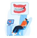 Dentistry treatment, dental care by medical brace vector illustration. Tooth hygiene, cartoon mouth with braces isolated