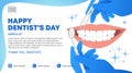 Dentists day banner design with teeth being checked