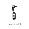 Dentists drill tool icon. Trendy modern flat linear vector Dentists drill tool icon on white background from thin line Dentist co