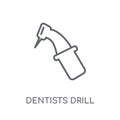 Dentists drill tool linear icon. Modern outline Dentists drill t