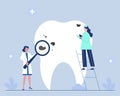 Dentists examine cavities concept illustration