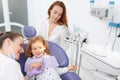 Dentists examining little girl Royalty Free Stock Photo