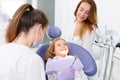 Dentists examining little girl Royalty Free Stock Photo