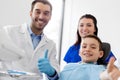 Dentists and happy kid patient at dental clinic Royalty Free Stock Photo