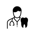 Black solid icon for Dentists, dental surgeon and endodontist Royalty Free Stock Photo