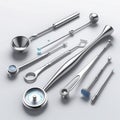 Dentists medical instruments on white background