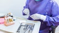 Dentists prepare tools for dentistry. Healthcare concept at dental clinic