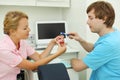 Dentists show how to correctly brush teeth Royalty Free Stock Photo