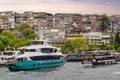 Dentur Avrasya modern passenger ferry boats at Uskudar terminal, Istanbul, Turkey