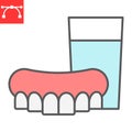 Denture color line icon, dental and stomatolgy, dentures sign vector graphics, editable stroke filled outline icon, eps