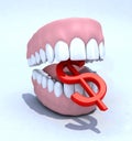 Denture and dollar symbol