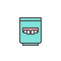 Denture in glass filled outline icon