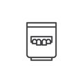 Denture in glass line icon