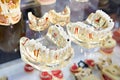 Dentures teeth dummies in dental store
