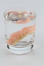 Dentures in a water glass Royalty Free Stock Photo