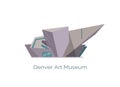 Denver Art Museum, DAM Located in Colorado, Vector Royalty Free Stock Photo