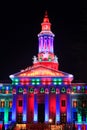 Denver City and County Building illuminated at night, Colorado. Royalty Free Stock Photo